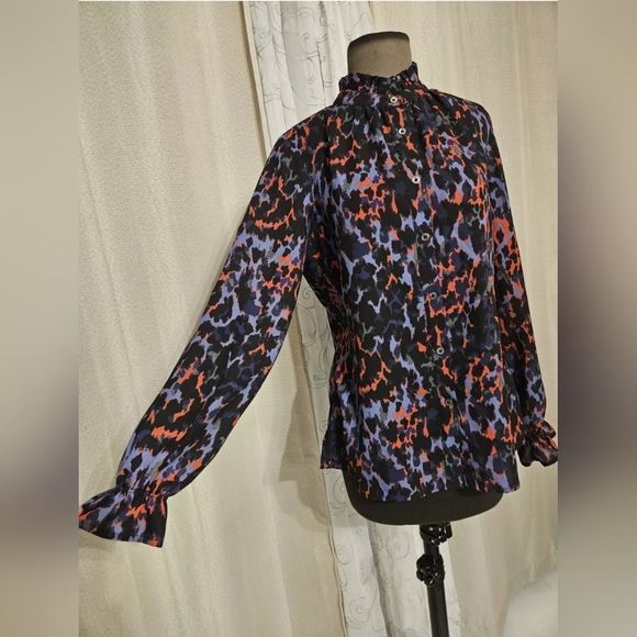 Don Caster Whimsigoth Color Splash Ruffle Neck Art-to-Weat Blouse 10 (M) - Picture 3 of 13